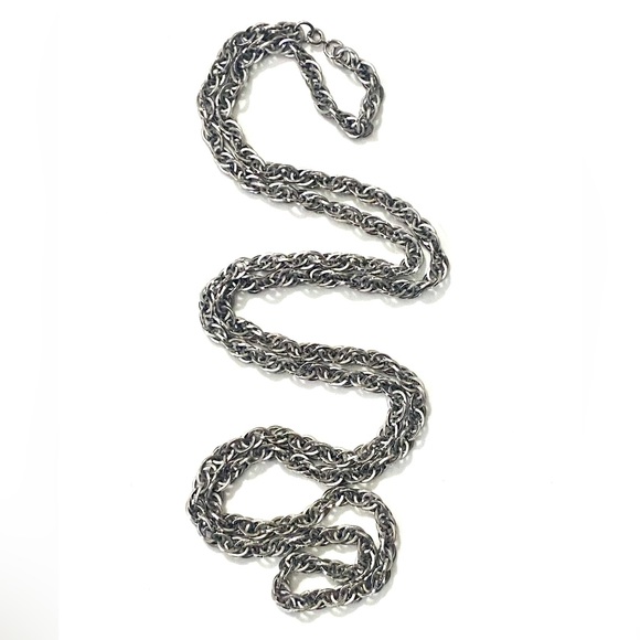 Vintage Silver Tone Long Necklace / Silver Chain - Picture 3 of 8